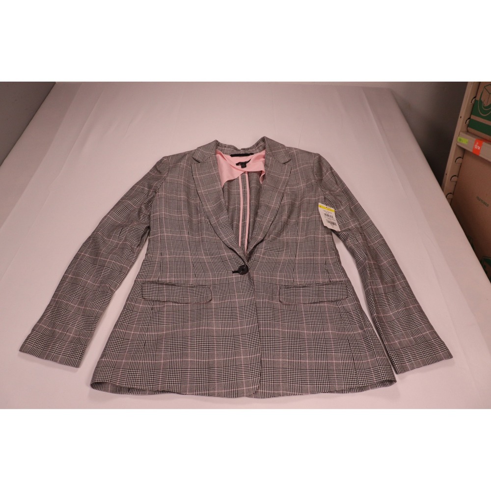 ATM ANTHONY THOMAS MELILLO Black White Pink Houndstooth Plaid Blazer Jacket 2 US
